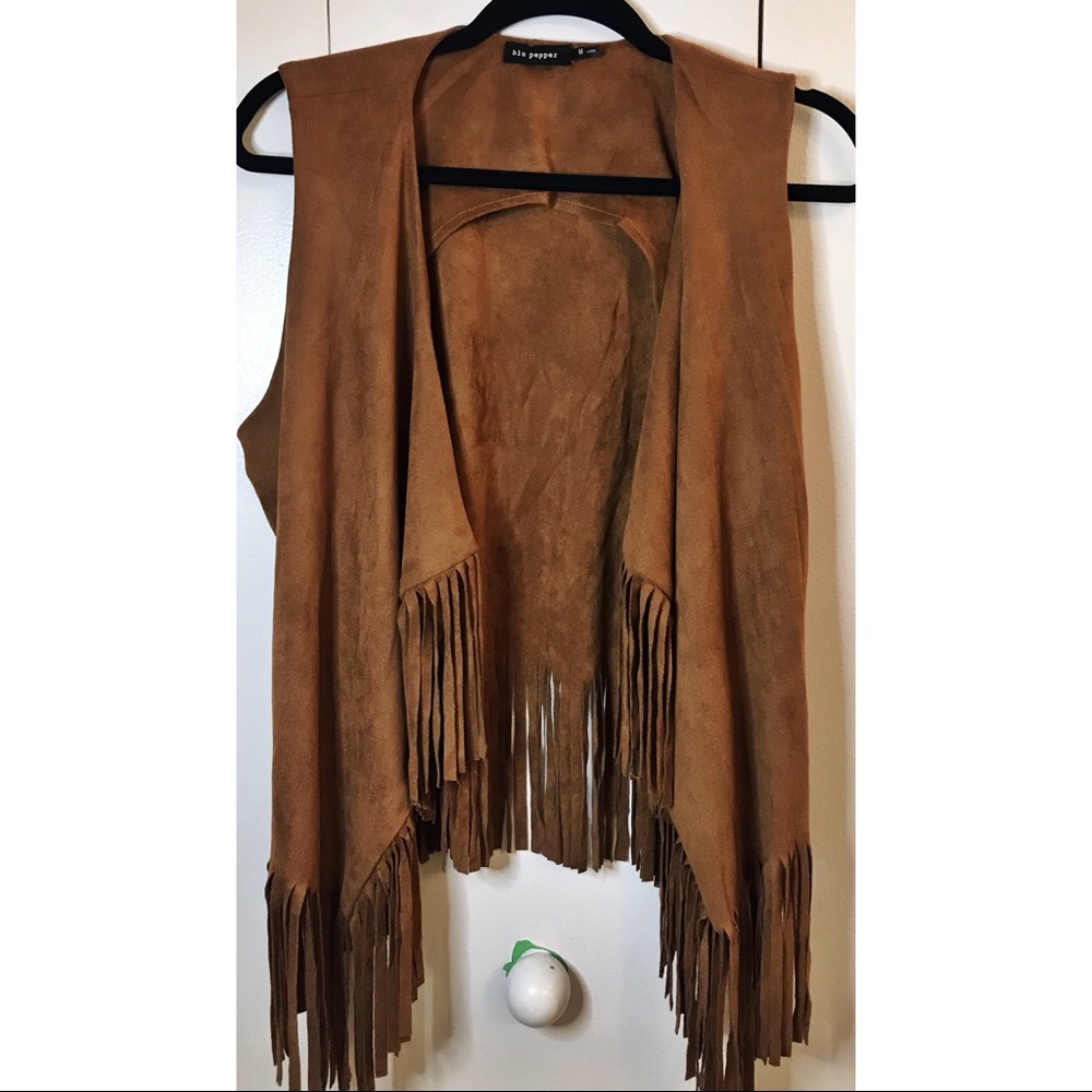 2for1-Barely worn BluPepper faux suede fringe vest